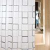 シャワーカーテン 防水防カビ加工 カーテンリング付属 白黒スクエア A021020AAが激安特価！