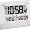 【タイムセール】セイコー クロック 掛け時計 置き時計 兼用 電波 デジタル プログラム機能 カレンダー 六曜 温度 湿度 表示 コンパクト 白 パール SQ435W SEIKOが激安特価！