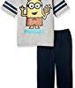 【タイムセール】[ミニオンズ] Minion 男児綿混天竺パジャマ袋付きTスーツパジャマ(半袖トップス+7分丈パンツ) 60833UDが激安特価！