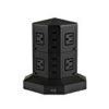【タイムセール】JIACHAN 電源コードタワー式 6個USB 8個コンセント 約 3ｍ 急速充電 掛ける可能 2段 ブラック (2層, 黒)が激安特価！